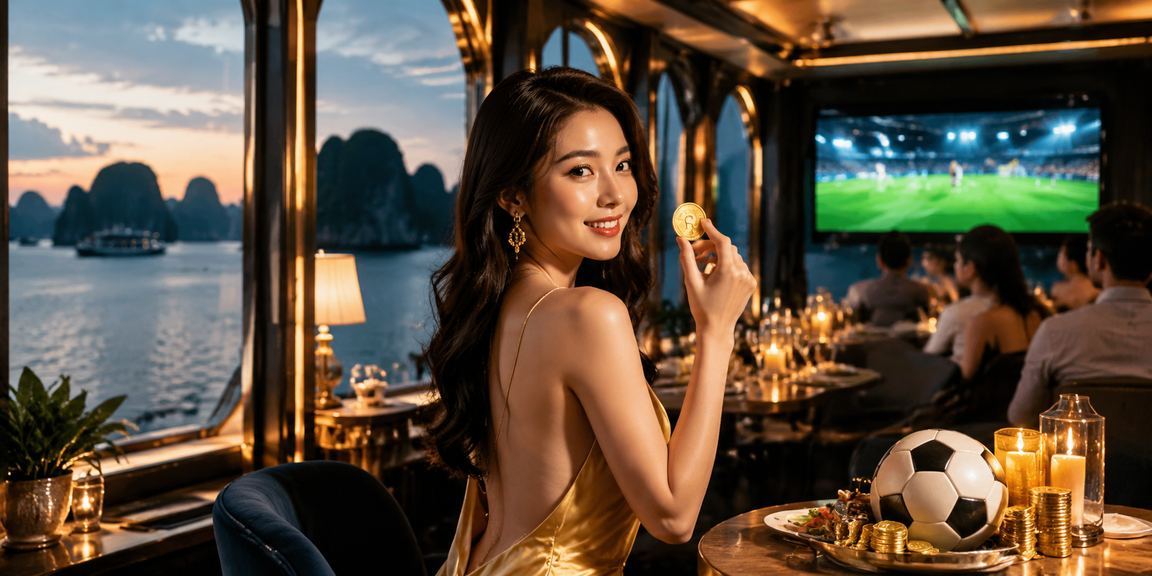 Người dùng thưởng thức cà phê tại Hạ Long Bay và theo dõi kèo bóng đá trực tuyến trên điện thoại