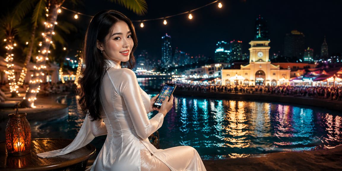Người dùng TP.HCM trong trang phục áo dài tham gia casino trực tuyến cao cấp